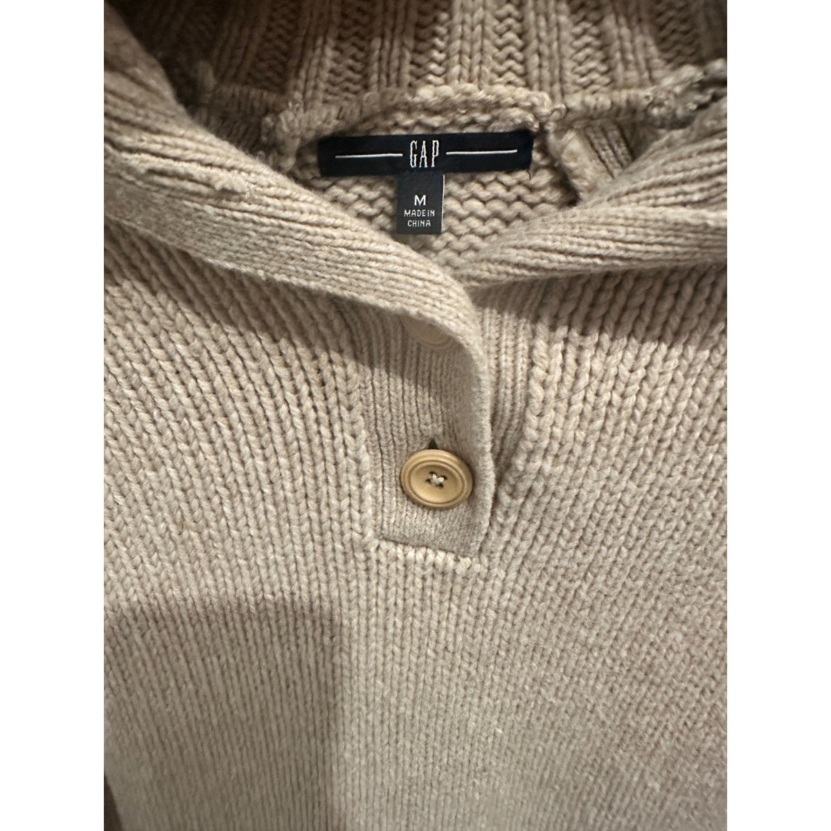Gap Y2K Chunky Tan Wool Blend Knit Flare Sleeve Sweater - Medium