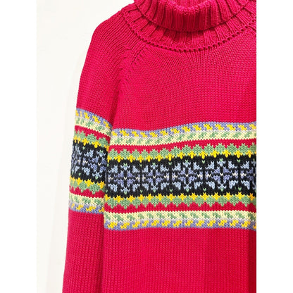Hanna Andersson Red Patterned Turtleneck Sweater - Medium