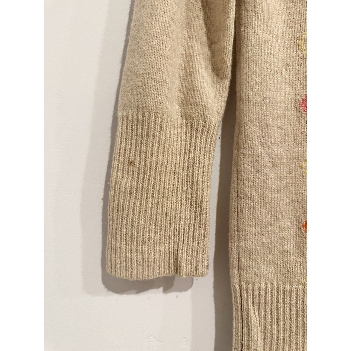 Gap Y2K Beige, Pink, Orange Argyle Lambswool Blend Sweater - Medium