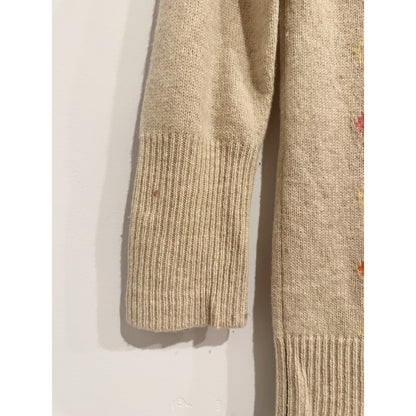 Gap Y2K Beige, Pink, Orange Argyle Lambswool Blend Sweater - Medium