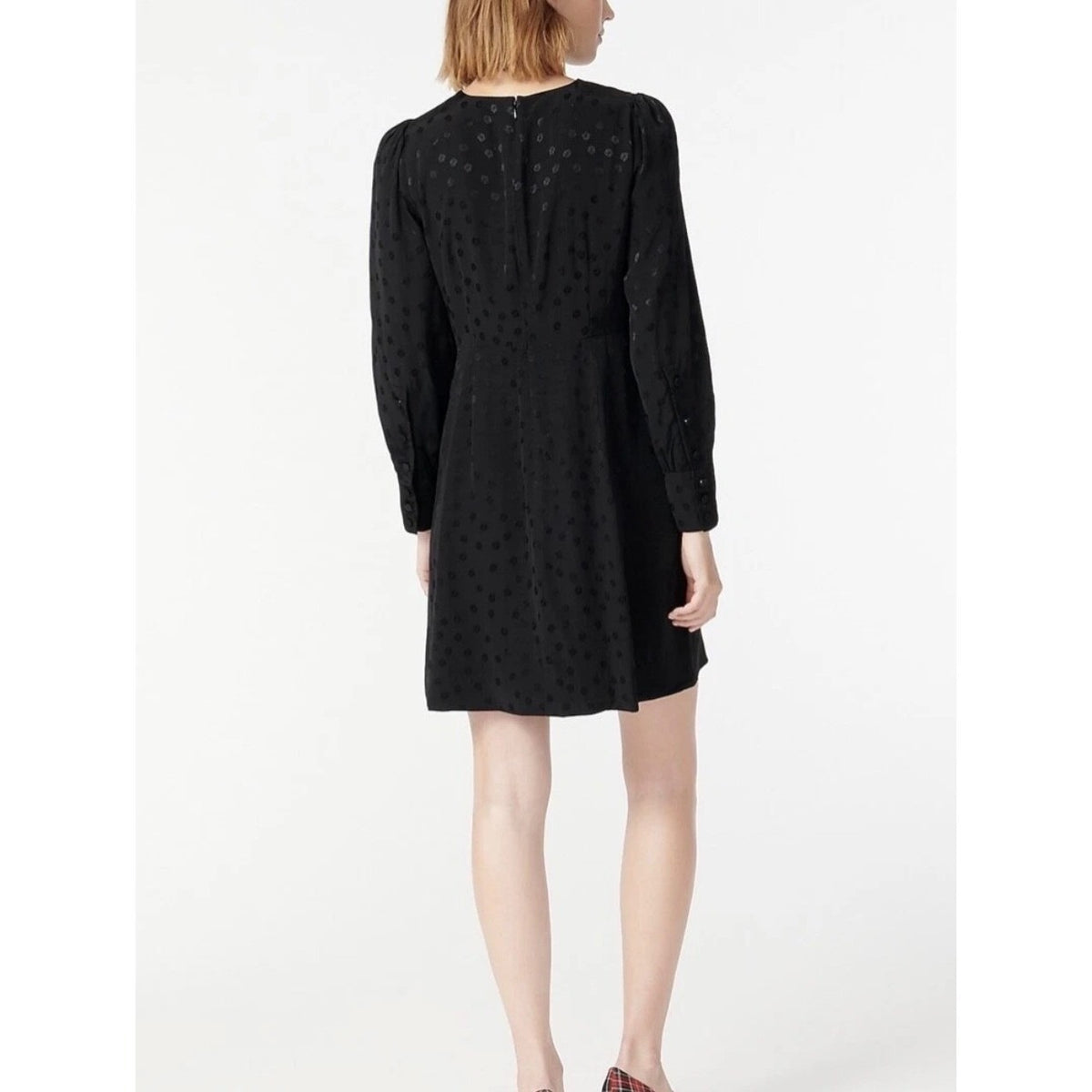 NWT J.Crew Shift Dress in Black Jacquard Floral Dot - 2