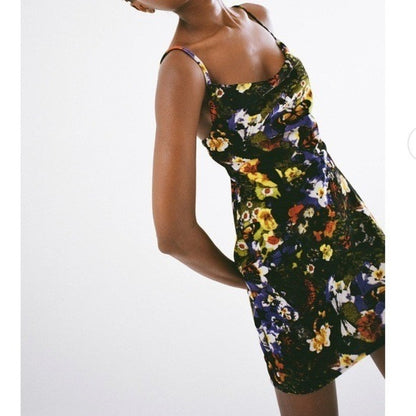 Urban Outfitters NWOT Mallory Velvet Floral Cowl Neck Slip Dress - Small