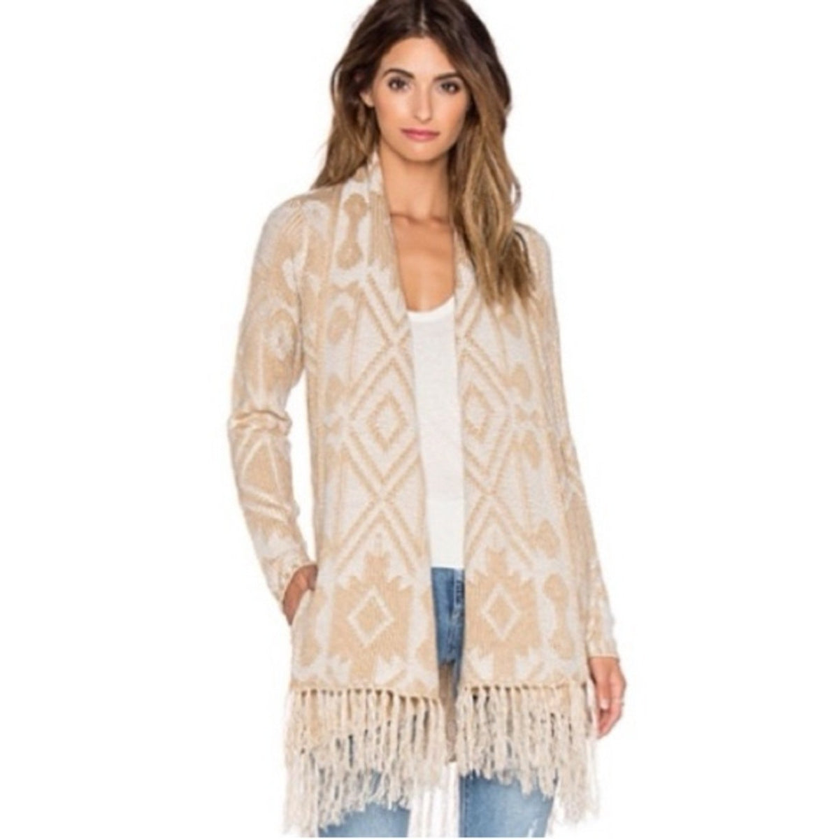 Show Me Your Mumu Nevada Sweater Brown Fringe Cardigan - Medium