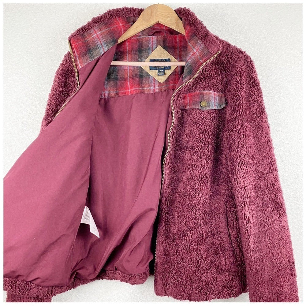 Pendleton Burgundy Fuzzy Jacket - Medium