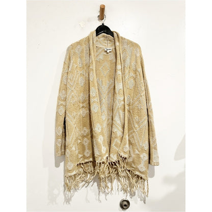 Show Me Your Mumu Nevada Sweater Brown Fringe Cardigan - Medium