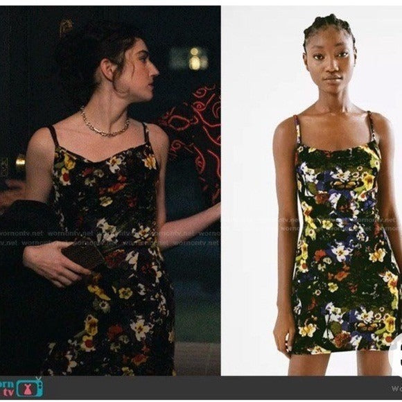 Urban Outfitters NWOT Mallory Velvet Floral Cowl Neck Slip Dress - Small