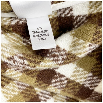 Treasure & Bond Puff Sleeve Button Shacket Olive-Brown Check - Small