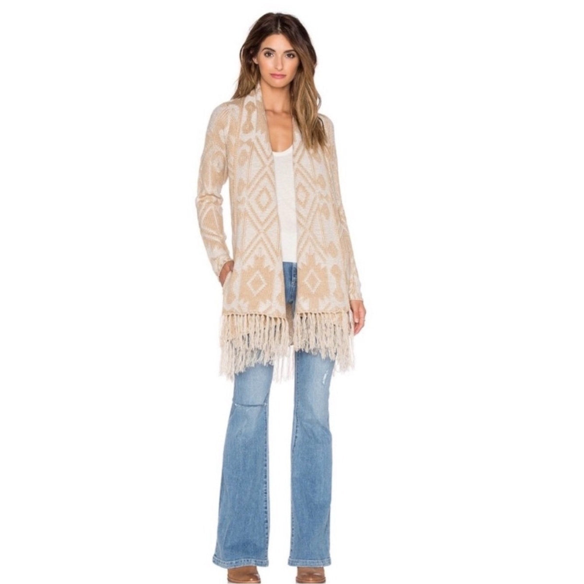 Show Me Your Mumu Nevada Sweater Brown Fringe Cardigan - Medium