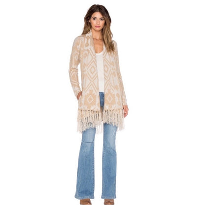 Show Me Your Mumu Nevada Sweater Brown Fringe Cardigan - Medium