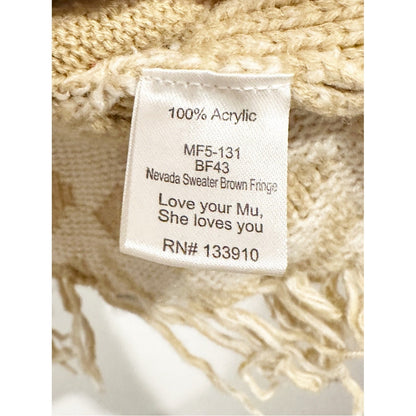 Show Me Your Mumu Nevada Sweater Brown Fringe Cardigan - Medium