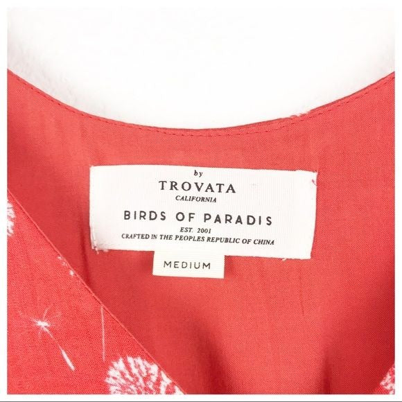 Trovata Birds of Paradise Red Dandelion Dress Size Medium