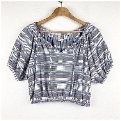 Madewell Jacquard Keyhole Crop Top in Stripe Size Small