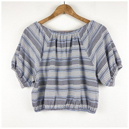 Madewell Jacquard Keyhole Crop Top in Stripe Size Small