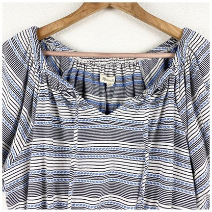 Madewell Jacquard Keyhole Crop Top in Stripe Size Small