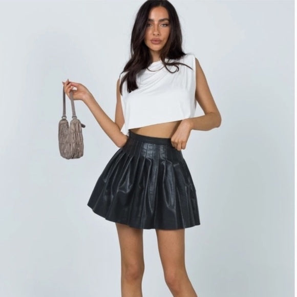 Princess Polly Pleated Faux Leather Skirt - 2