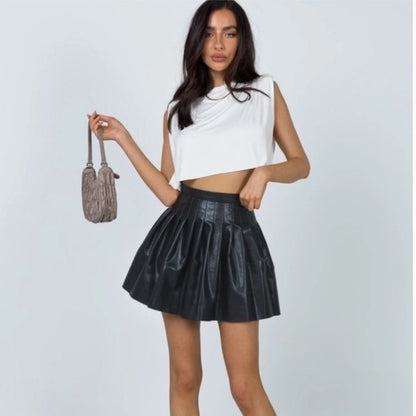 Princess Polly Pleated Faux Leather Skirt - 2