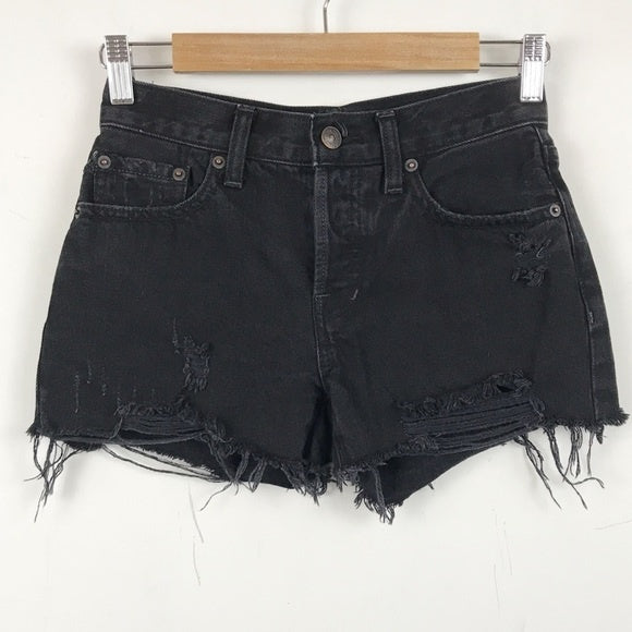 Free People Sofia Cut off Distressed Denim Shorts in Black - 24