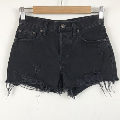 Free People Sofia Cut off Distressed Denim Shorts in Black - 24