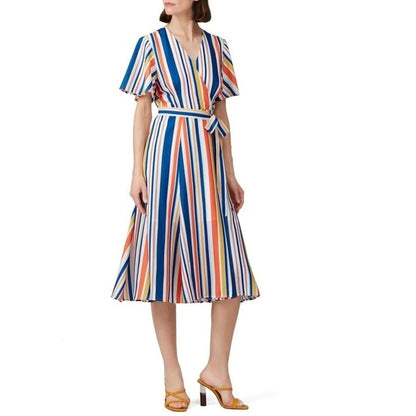 Slate & Willow Riviera Stripe Wrap Dress - XS