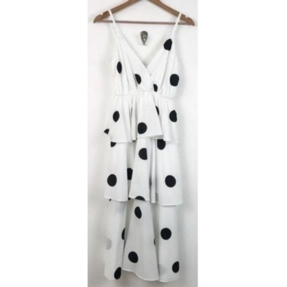 anthropologie white midi dress NWT Anthropologie O.P.T. Polka Dot Tiered Midi Dress