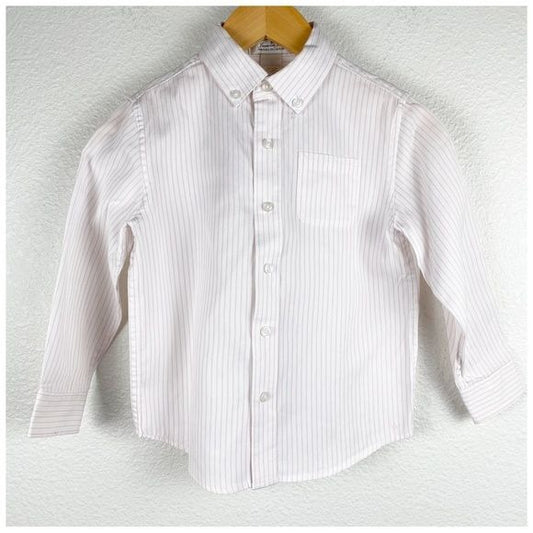 Janie and Jack Pink and White Striped Button Down Shirt Size 4