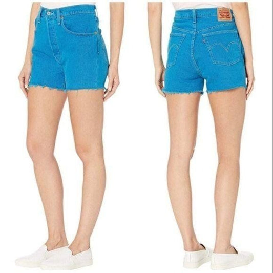$$ Levi's 501 Denim Shorts In Tango Overdye Turquoise Size 29