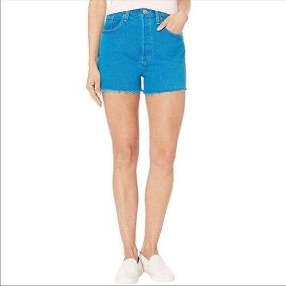 $$ Levi's 501 Denim Shorts In Tango Overdye Turquoise Size 29