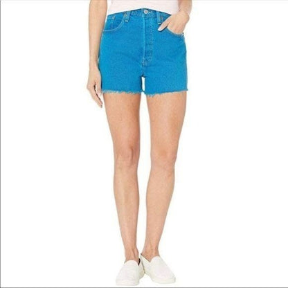 $$ Levi's 501 Denim Shorts In Tango Overdye Turquoise Size 29