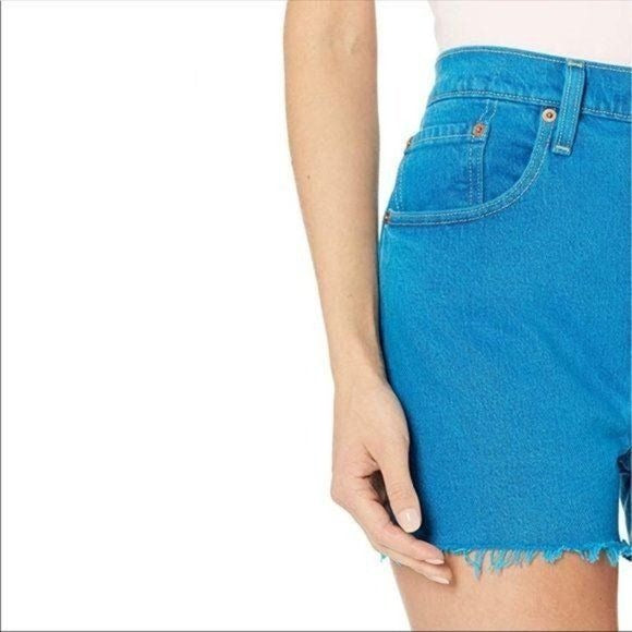 $$ Levi's 501 Denim Shorts In Tango Overdye Turquoise Size 29