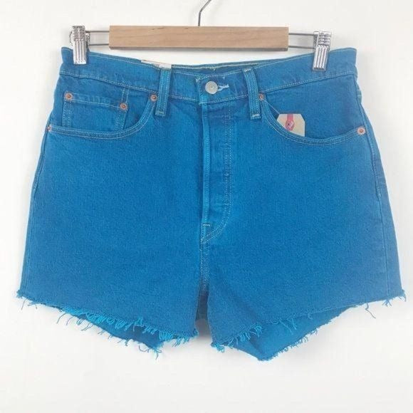 $$ Levi's 501 Denim Shorts In Tango Overdye Turquoise Size 29