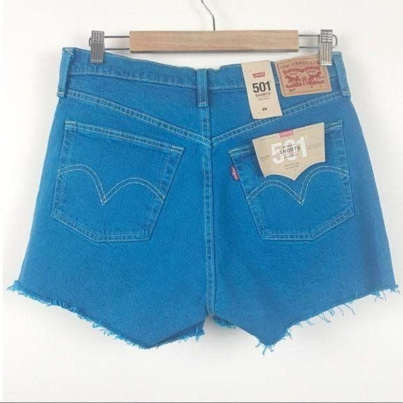 $$ Levi's 501 Denim Shorts In Tango Overdye Turquoise Size 29