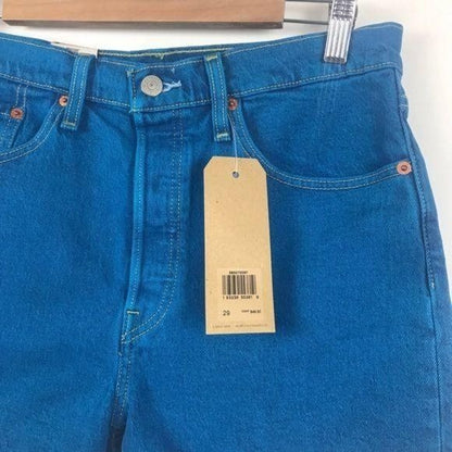 $$ Levi's 501 Denim Shorts In Tango Overdye Turquoise Size 29