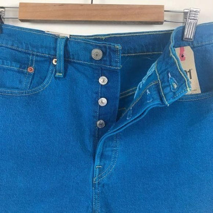 $$ Levi's 501 Denim Shorts In Tango Overdye Turquoise Size 29