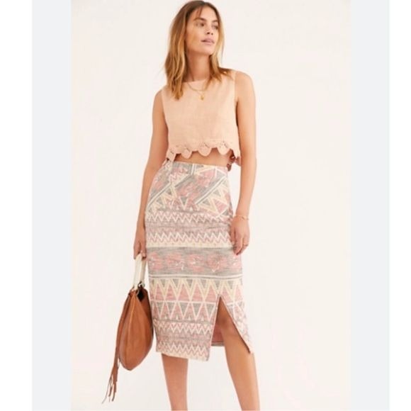 Free People Mendocino Midi Skirt Size XS