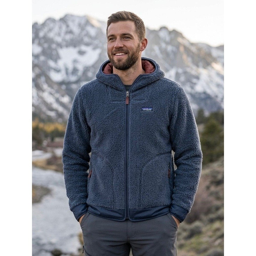 Patagonia Recycled Sherpa Hoody in Smolder Blue - Large