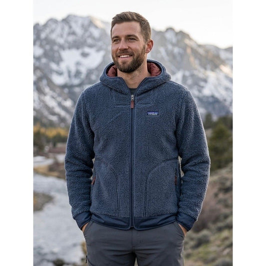 Patagonia Recycled Sherpa Hoody in Smolder Blue - Large