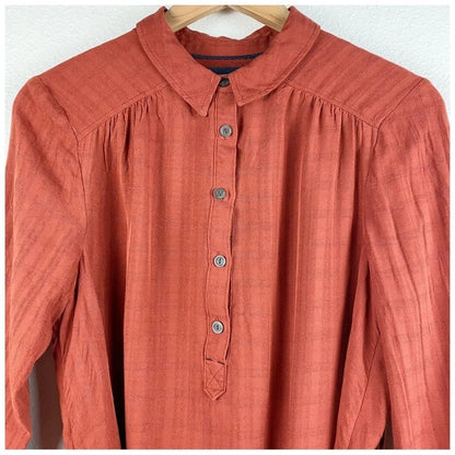 Anthropologie Maeve Bloomsbury Red Tie Front Shirtdress - 10