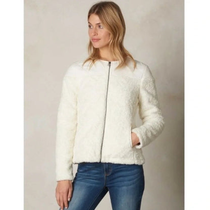 Prana Good Luxe Quilted White Shearling Jacket - XL
