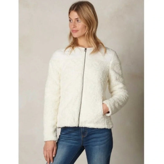Prana Good Luxe Quilted White Shearling Jacket - XL