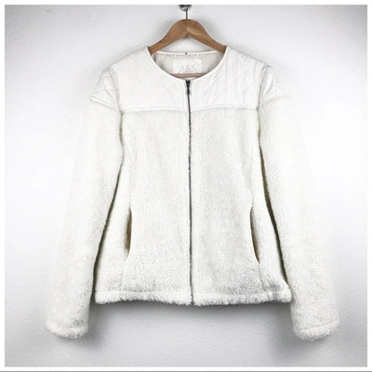 Prana Good Luxe Quilted White Shearling Jacket - XL
