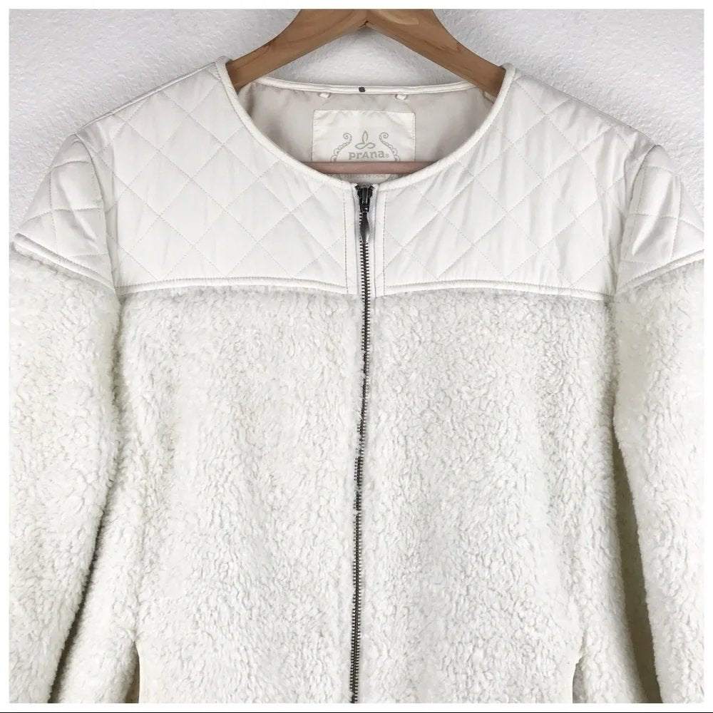 Prana Good Luxe Quilted White Shearling Jacket - XL