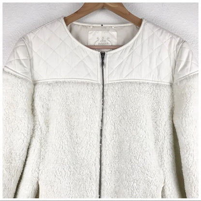 Prana Good Luxe Quilted White Shearling Jacket - XL