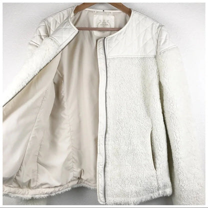 Prana Good Luxe Quilted White Shearling Jacket - XL
