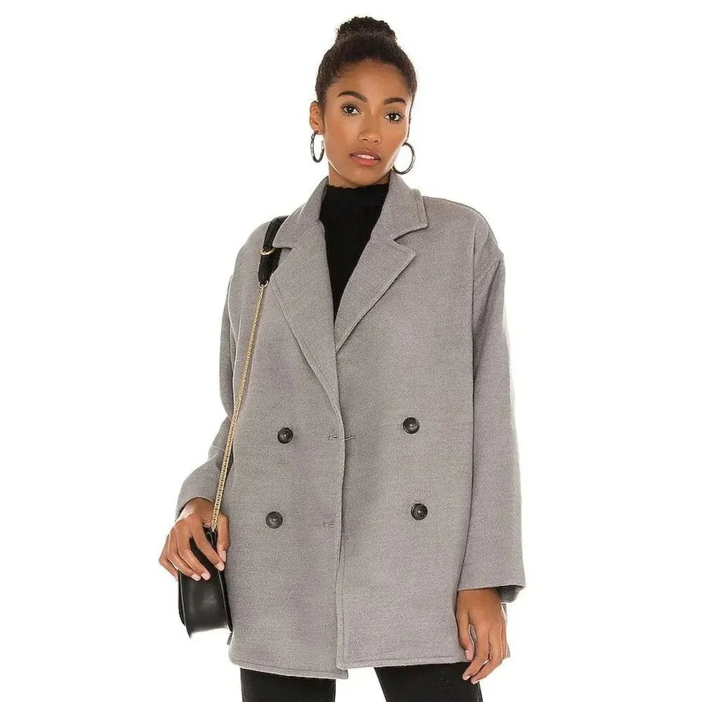 Free People Hannah Slouchy Oversized Blazer in Gray - Large