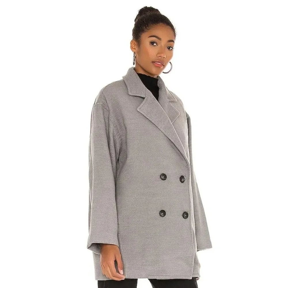 Free People Hannah Slouchy Oversized Blazer in Gray - Large