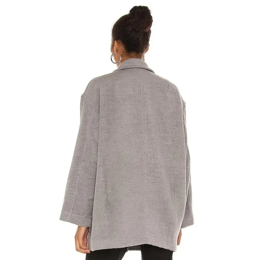Free People Hannah Slouchy Oversized Blazer in Gray - Large