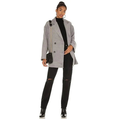 Free People Hannah Slouchy Oversized Blazer in Gray - Large