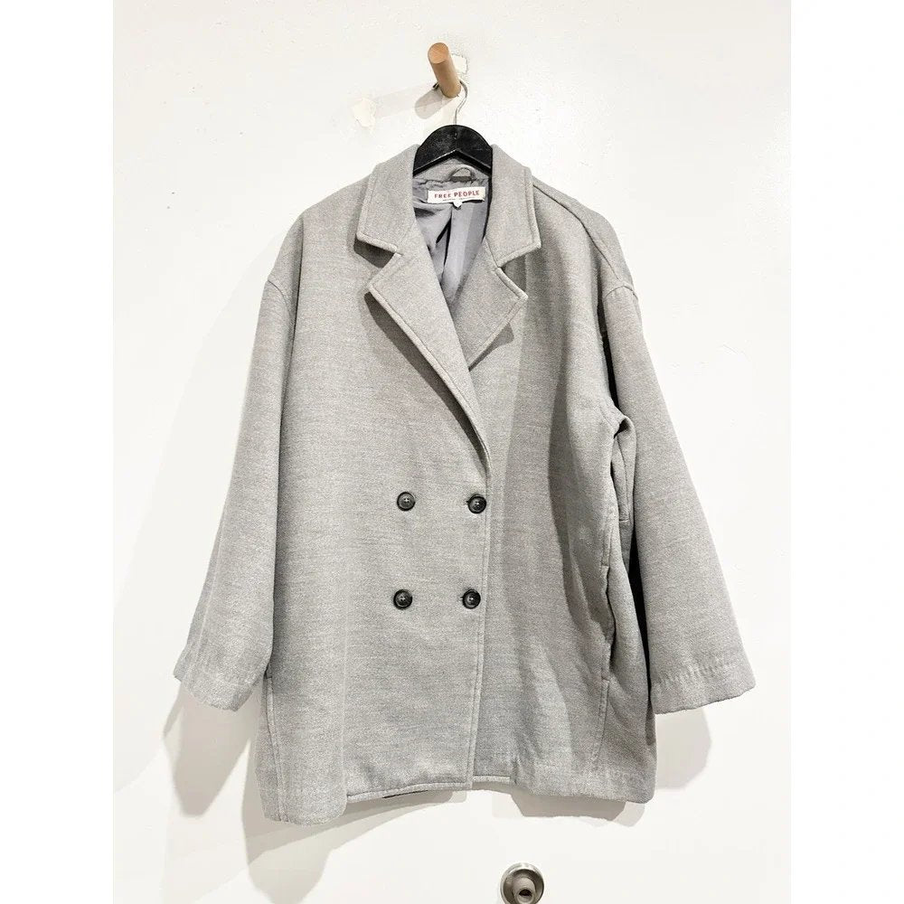 Free People Hannah Slouchy Oversized Blazer in Gray - Large
