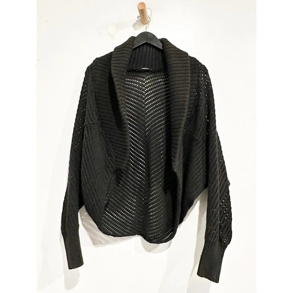 Magaschoni Black Open Knit Cardigan