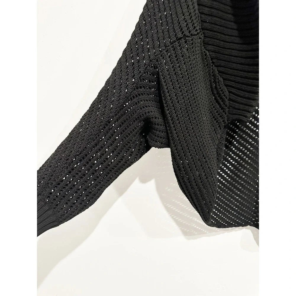 Magaschoni Black Open Knit Cardigan